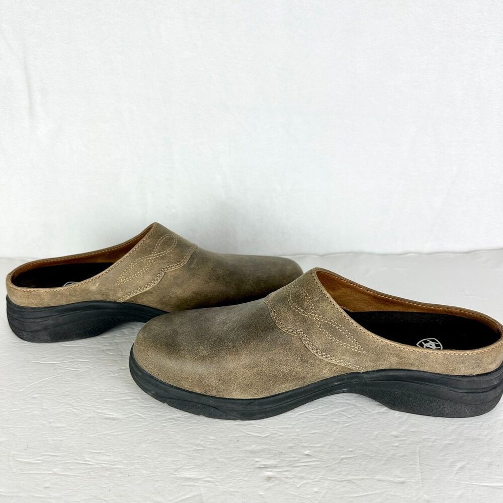 Ariat Women's Bridgeport Mule Size 9.5 Leather Slip On Brown Western Rodeo - Picture 3 of 8